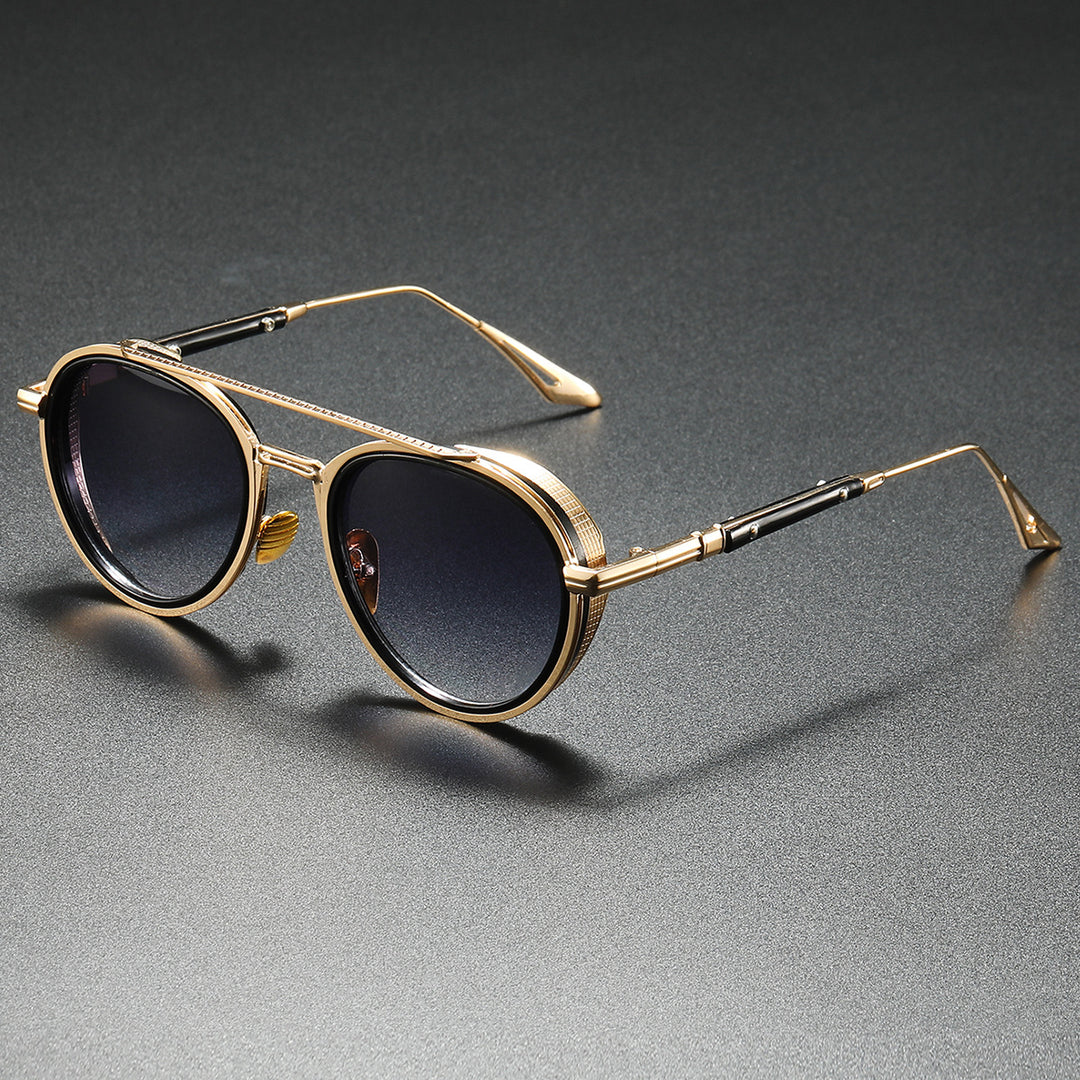 Damen Designer-Sonnenbrille mit luxuriösem Metallrahmen und Retro-Akzenten Karnz