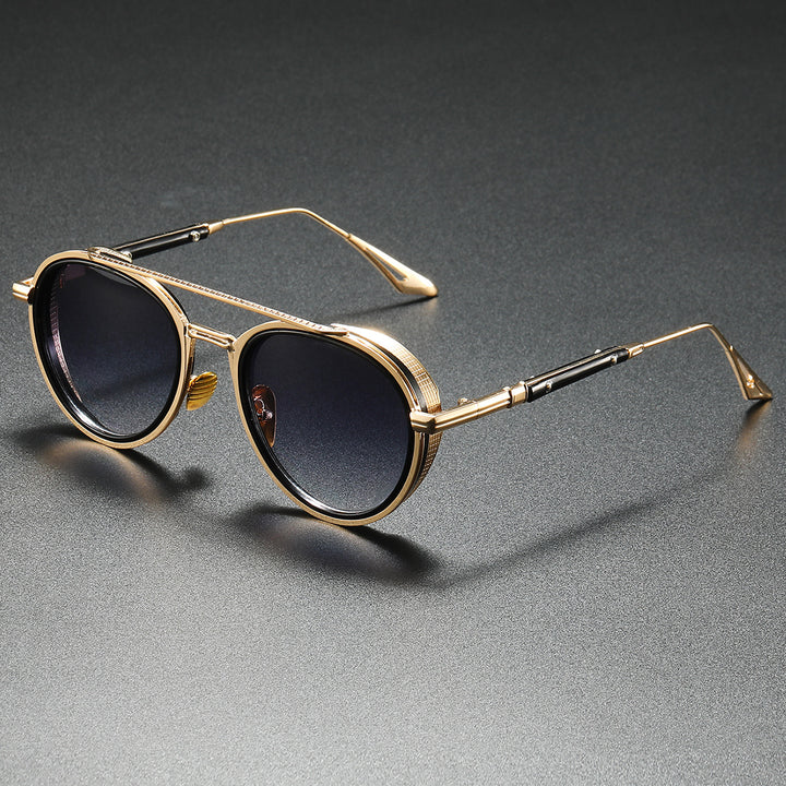 Damen Designer-Sonnenbrille mit luxuriösem Metallrahmen und Retro-Akzenten Karnz