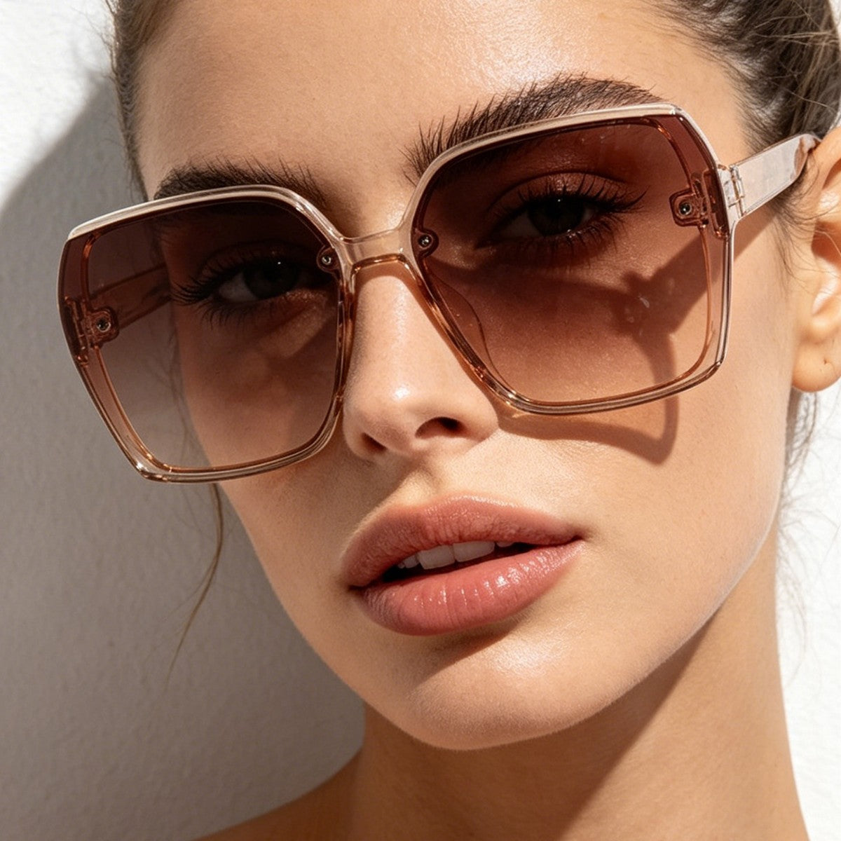 Damen stilvolle quadratische Sonnenbrille mit gradienten Gläsern Karnz