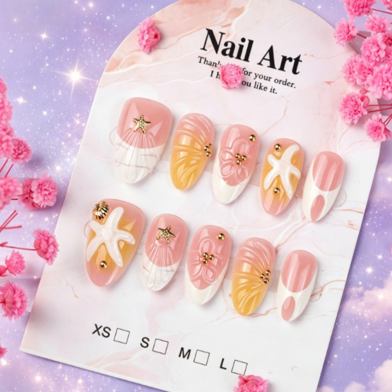 Künstlerisches Press-On-Nagelset mit einzigartigen Sommerdesigns Karnz