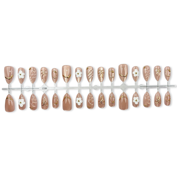 Blumenmuster Elegantes Press-On Nagelset