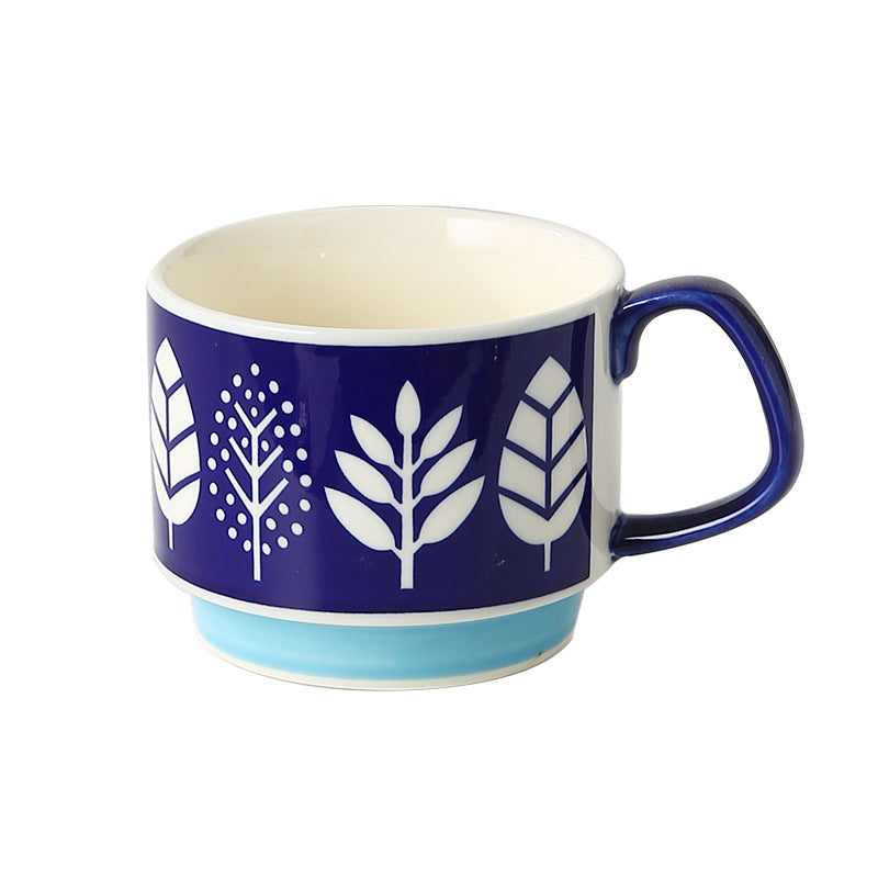 Keramikbecher mit Retro-Punkte-Design und ergonomischem Henkel