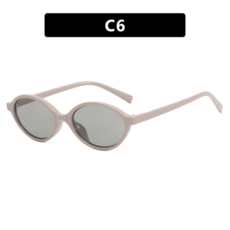 Damen modische ovale Sonnenbrille mit geschwungenem Rahmen und UV-Schutz Karnz