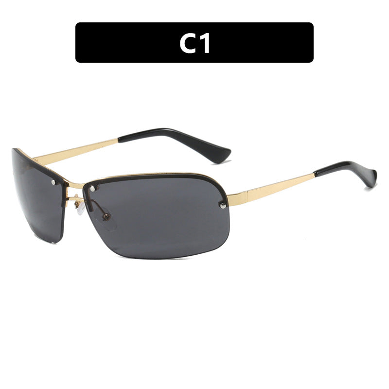 Damen Sonnenbrille mit großen, eleganten Gläsern und einem modernen Metallrahmen Karnz
