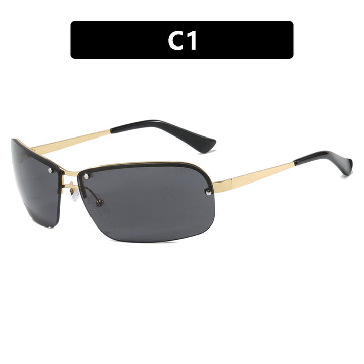 Damen Sonnenbrille mit großen, eleganten Gläsern und einem modernen Metallrahmen Karnz