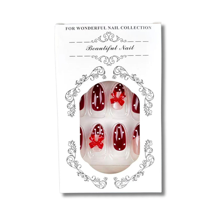 Bow-Verzierte Press-On Nagelset