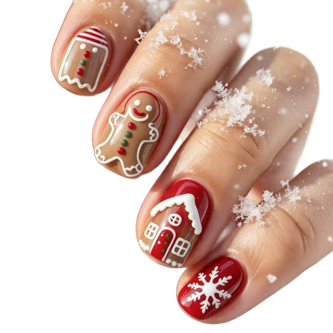 Kunstnägel Im Weihnachtlichen Lebkuchenhaus-Design Karnz