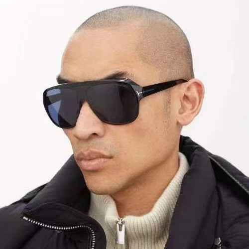 Damen modische Sonnenbrille mit markanter Geometrie und braunen Gläsern Karnz