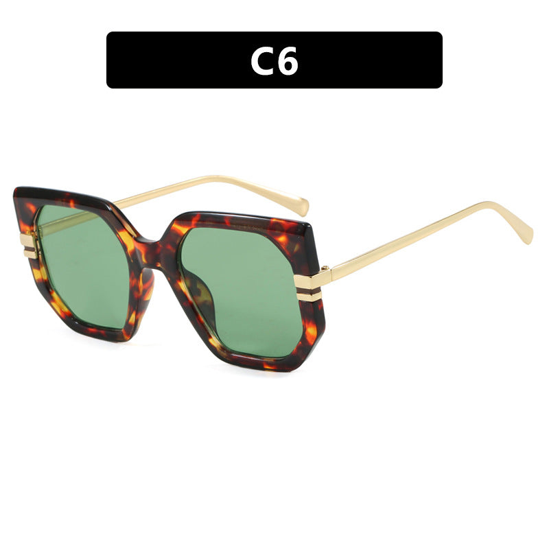 Damen geometrische Sonnenbrille mit luxuriösem goldenen Rahmen und polarisierenden Gläsern Karnz