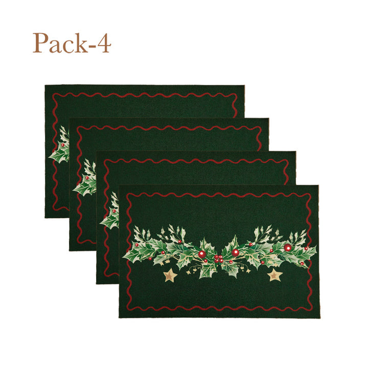 Weihnachts-Fußmatte mit Schriftzug und Stechpalmenmotiv