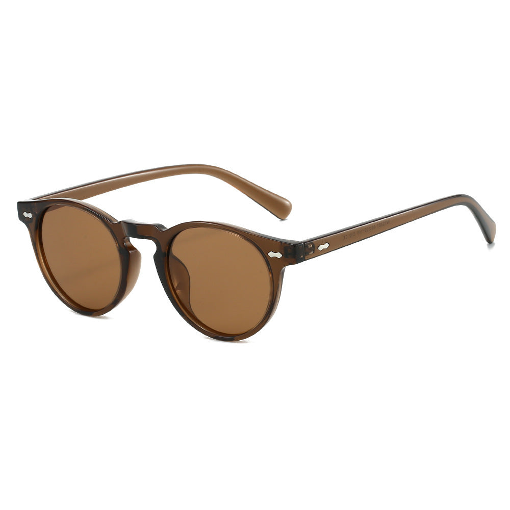 Damen Vintage Sonnenbrille mit runden Gläsern und transparentem Rahmen Karnz