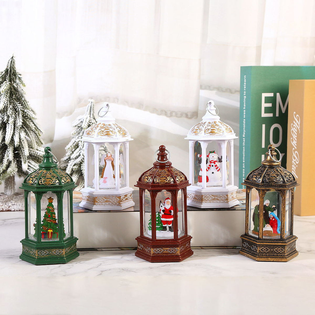 Nostalgische Weihnachtslaterne mit beweglichem Weihnachtsmann Karnz