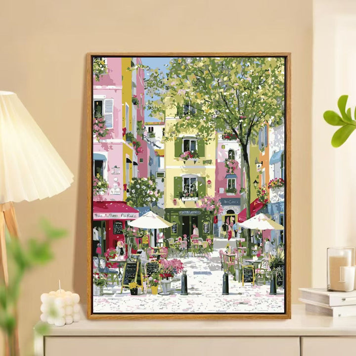Charmante Frühlingsmarkt Landschaft Wandkunst Karnz