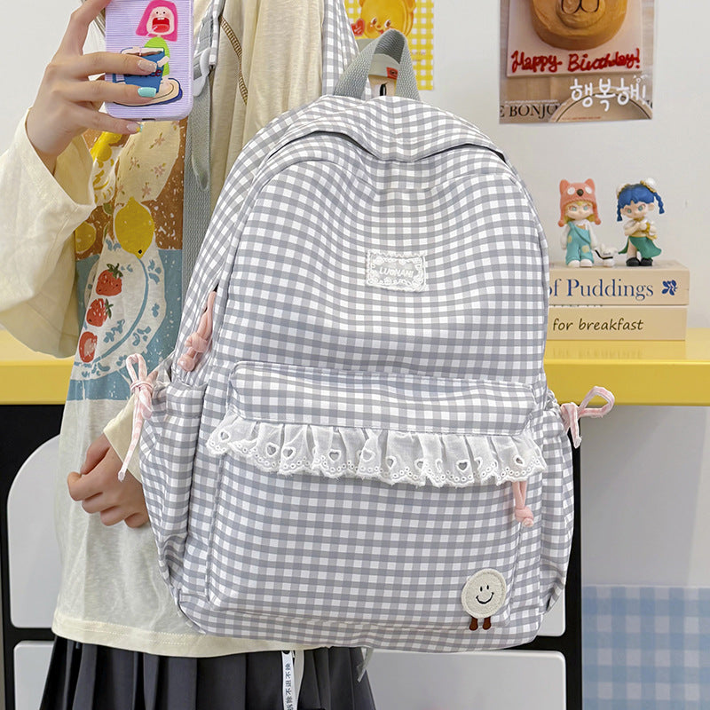 Süßer Gingham-Print-Rucksack Karnz