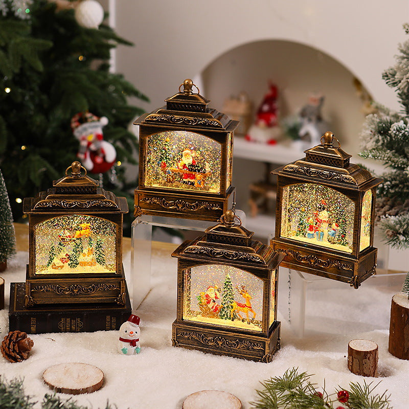 Nostalgische Weihnachtslaterne mit beweglicher Schneefallszene Karnz