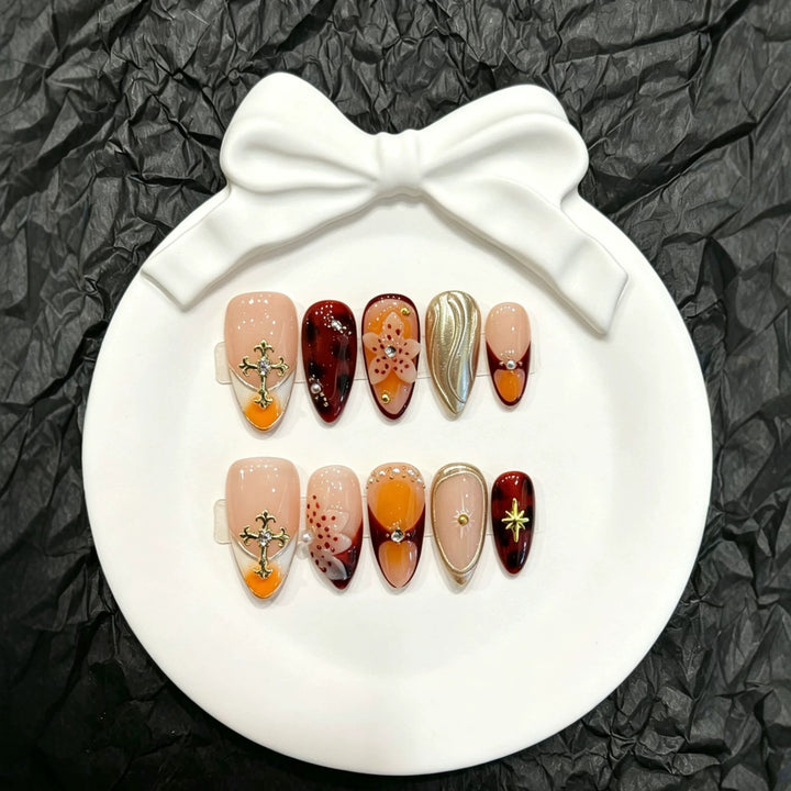 Künstlerisches Ornamentales Press-On Nagelkunst Set