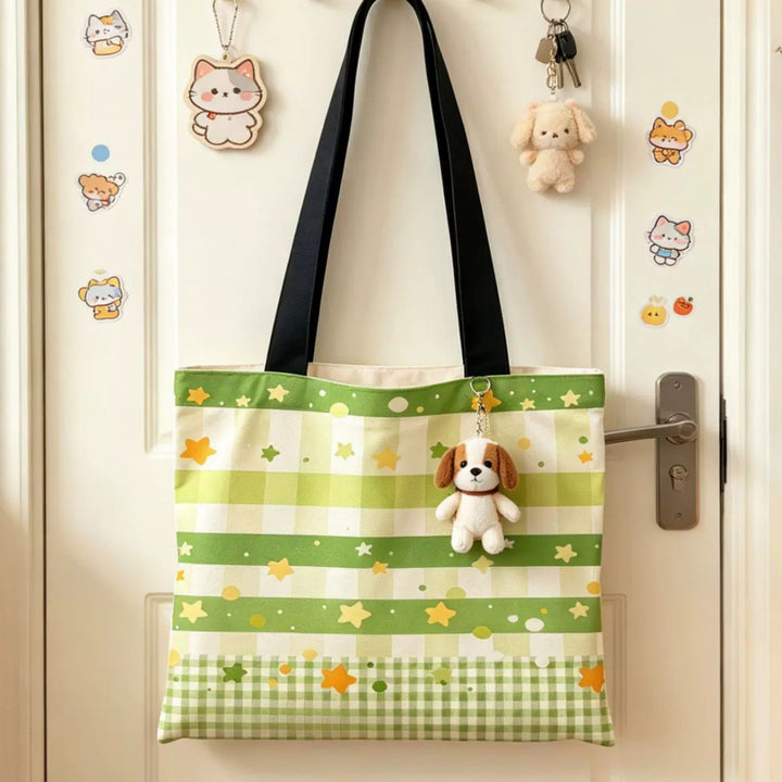 Verspielte Cartoon-Themen Canvas-Shopper-Tasche