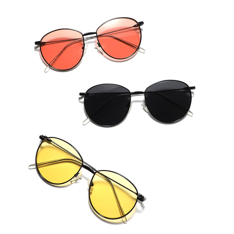 Damen runde Sonnenbrille mit schmalem Metallrahmen und polarisierten Gläsern Karnz