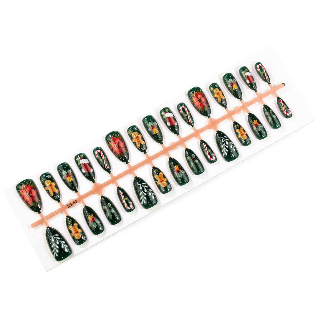 Festliches Weihnachts-Themen Press-On Nagelkunst Set Karnz