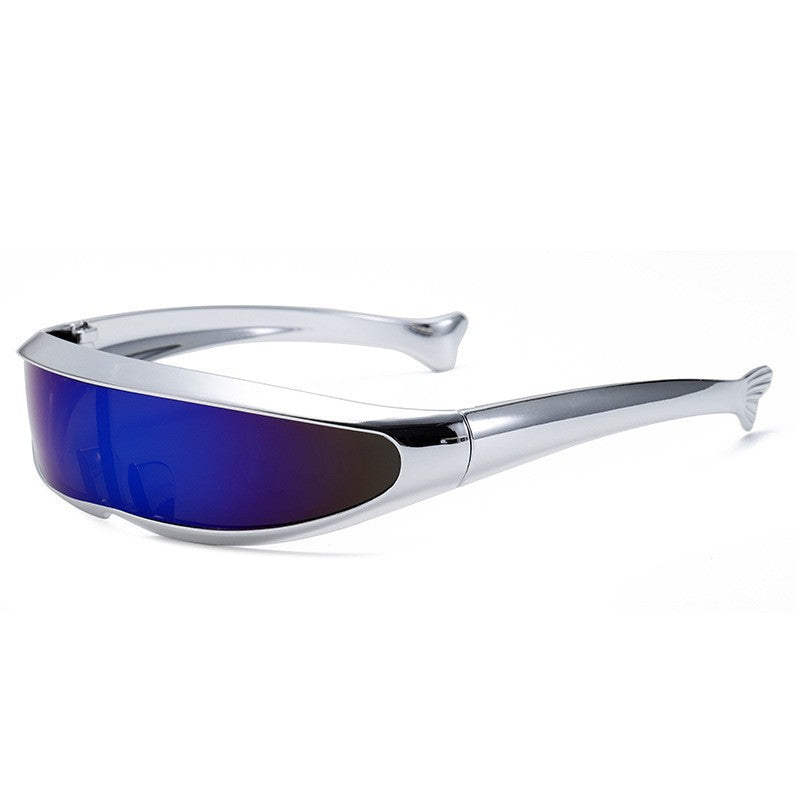 Damen Futuristische Designer-Sonnenbrille mit stilvollem goldenen Rahmen Karnz