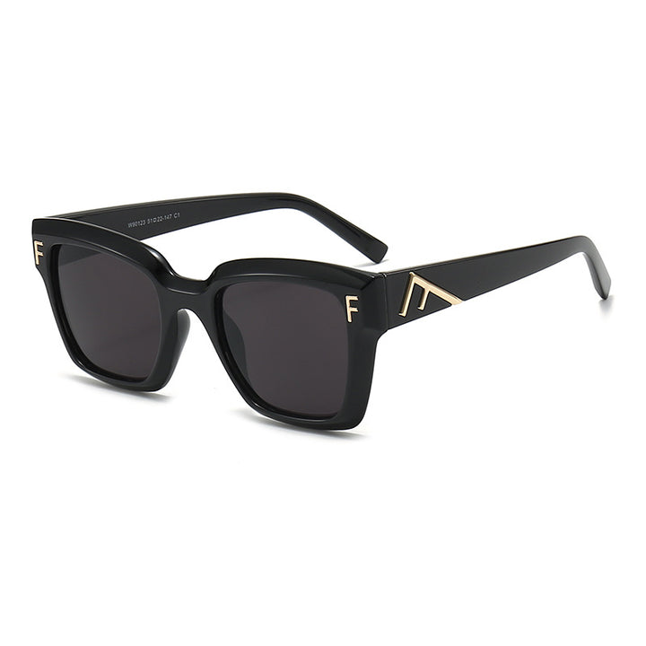 Damen modische quadratische Sonnenbrille mit goldenen Details Karnz