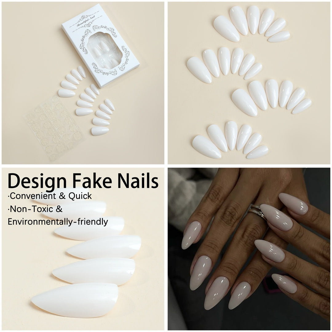 Kunstnagelset mit eleganten Stiletto-Spitzen und mattem Finish Karnz