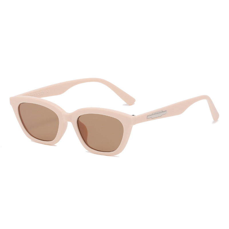 Damen modische Cat-Eye Sonnenbrille mit transparentem Rahmen und verspiegelten Gläsern Karnz