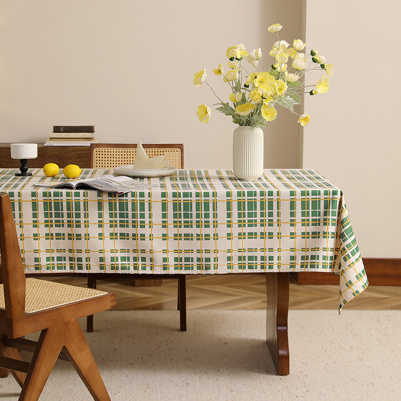 Rechteckige beschichtete Tischdecke mit kariertem Plaid‑Muster und wasserabweisender Oberfläche Karnz