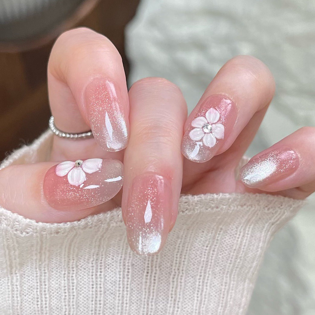 Dekorative Press-On Nagelverlängerungen mit floralem Design Karnz