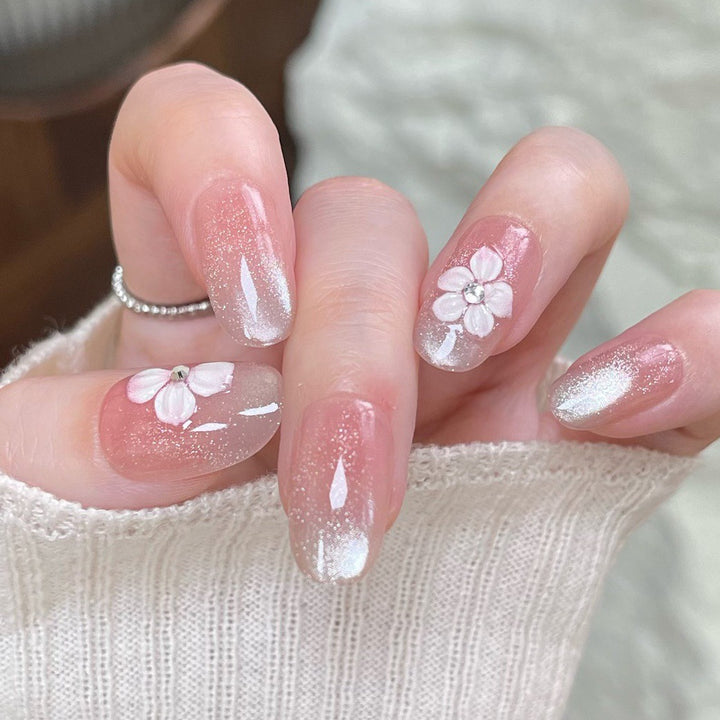 Dekorative Press-On Nagelverlängerungen mit floralem Design Karnz