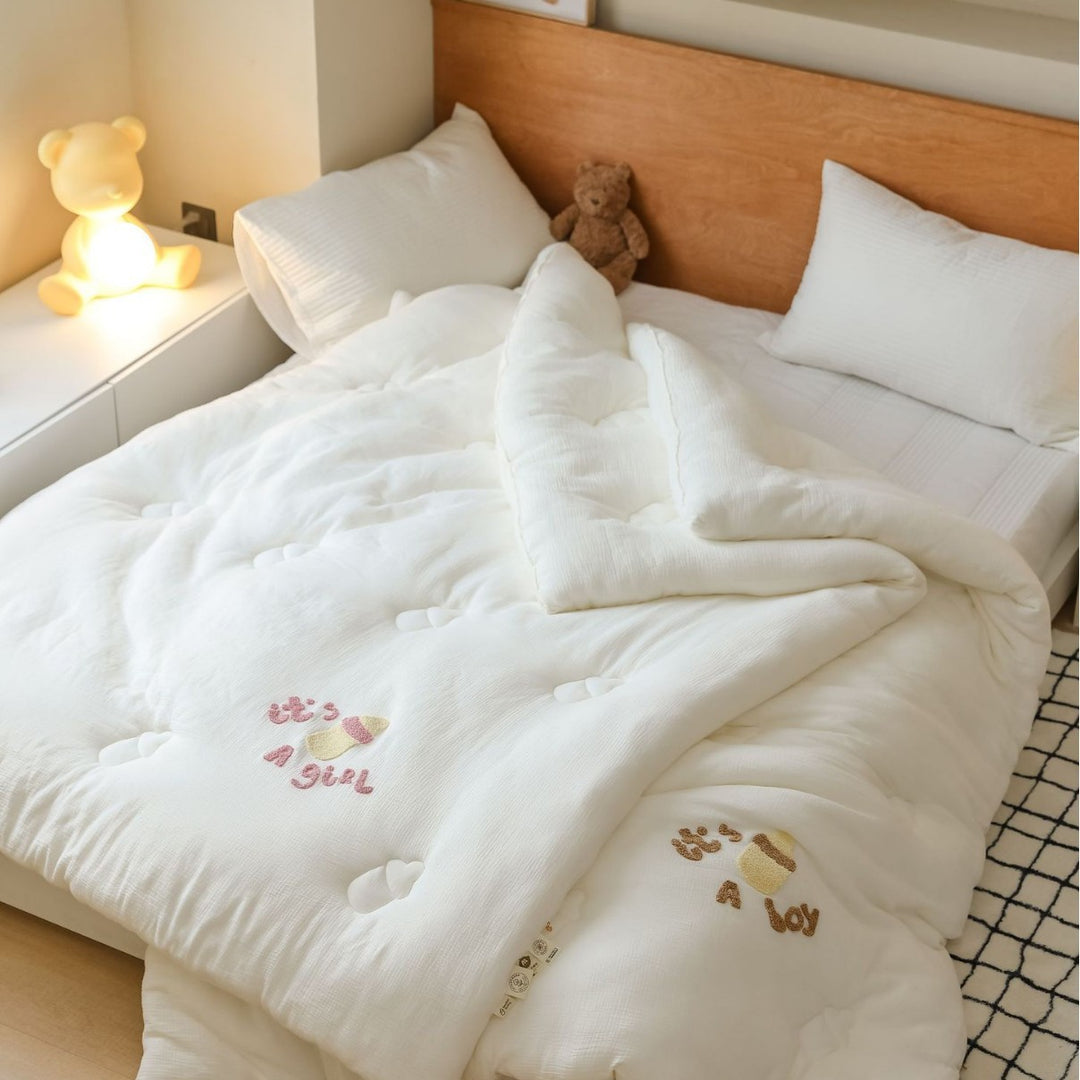 Baumwolle Baby Mädchen Bestickte Steppbett Futon Bettdecke