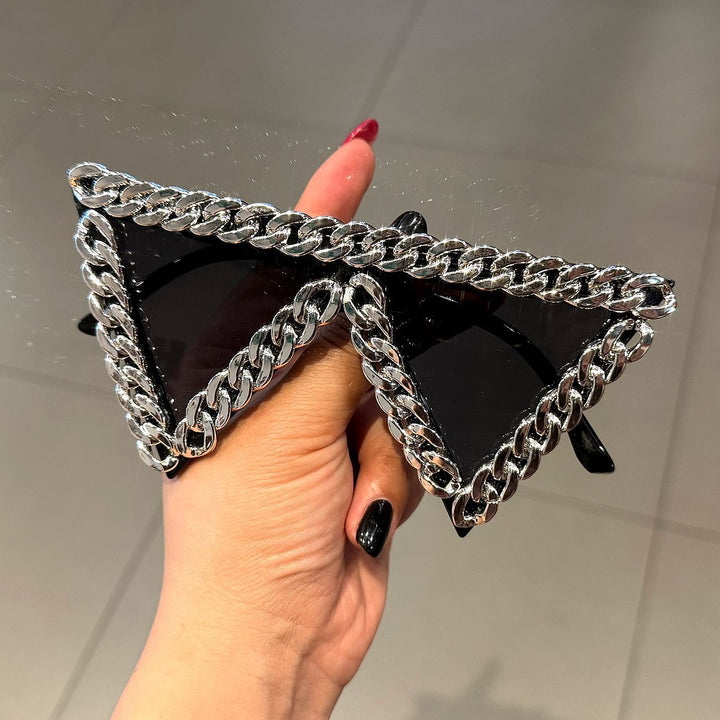 Damen trendige Sonnenbrille mit auffälligem Kettenrahmen Karnz