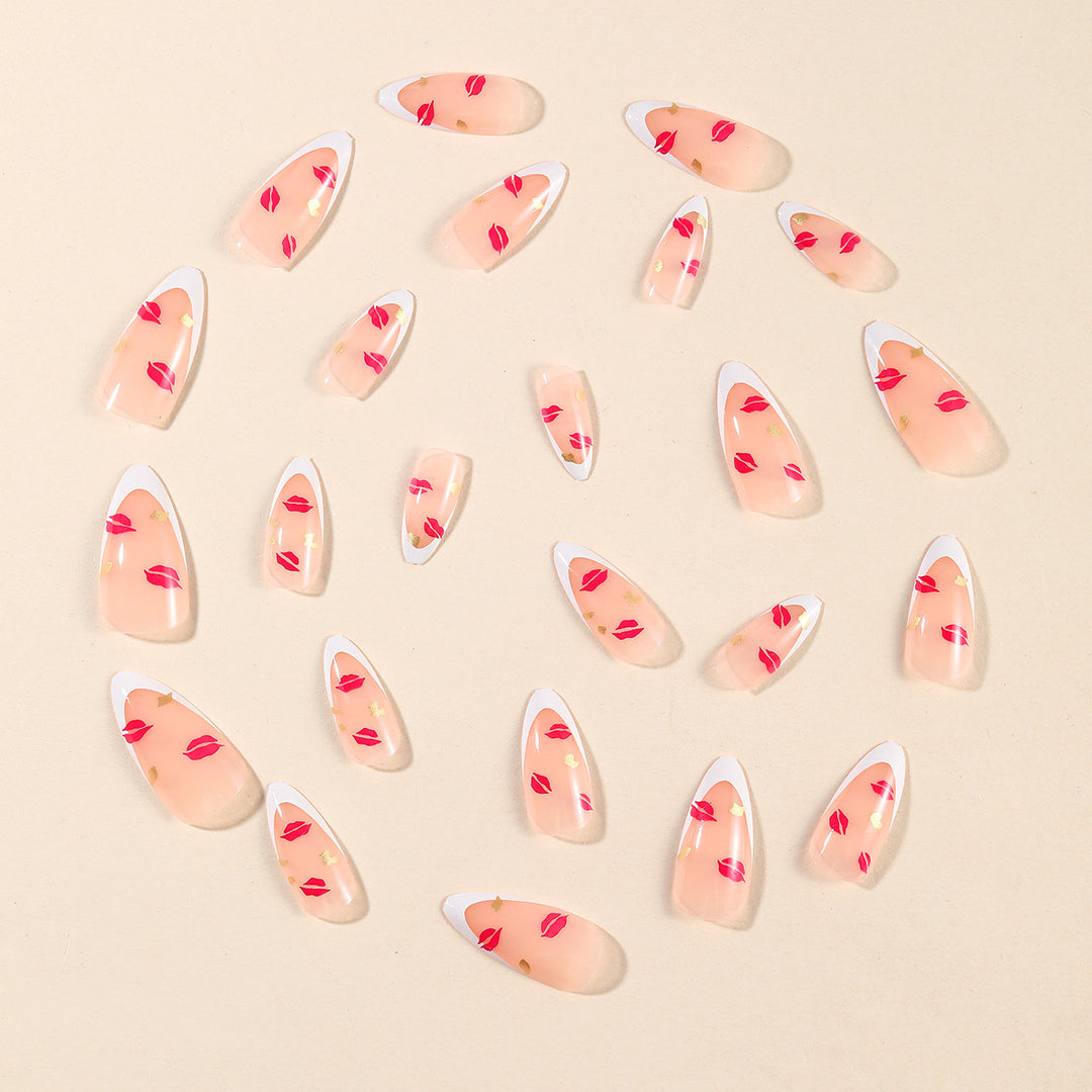 Elegante Kiss-Druck Französische Tipp Nail Art Extensions Karnz