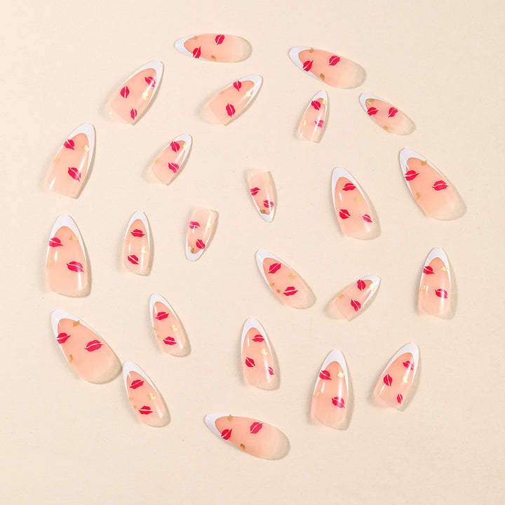 Elegante Kiss-Druck Französische Tipp Nail Art Extensions Karnz
