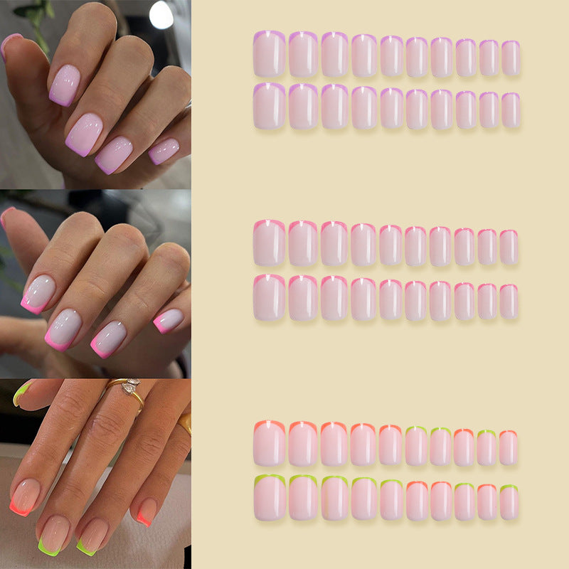 Vibrante Neon French Tip Press-On Nägel Karnz