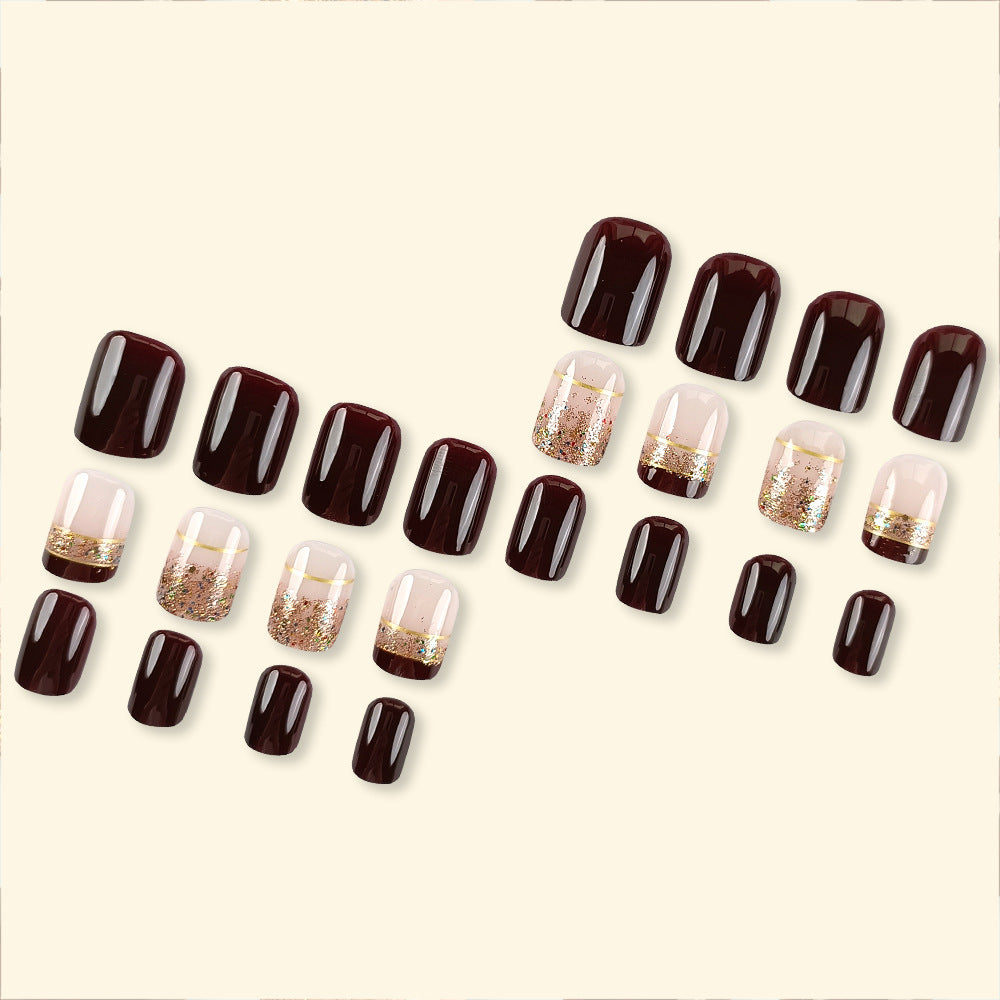 Glitzerndes French Tip Nagelkunstset Karnz