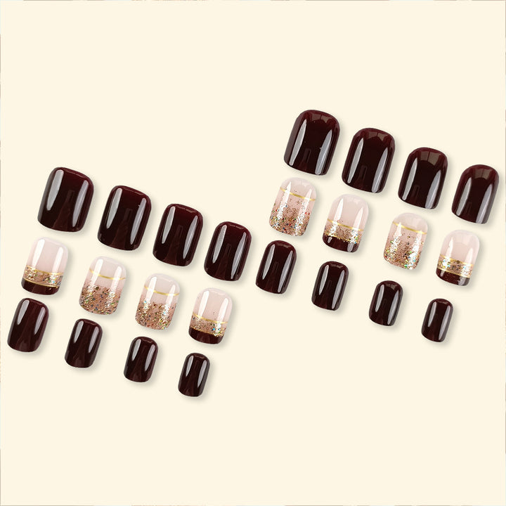 Glitzerndes French Tip Nagelkunstset Karnz