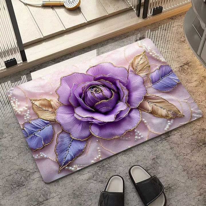 Luxuriöser Bestickter Floraler Teppich Karnz