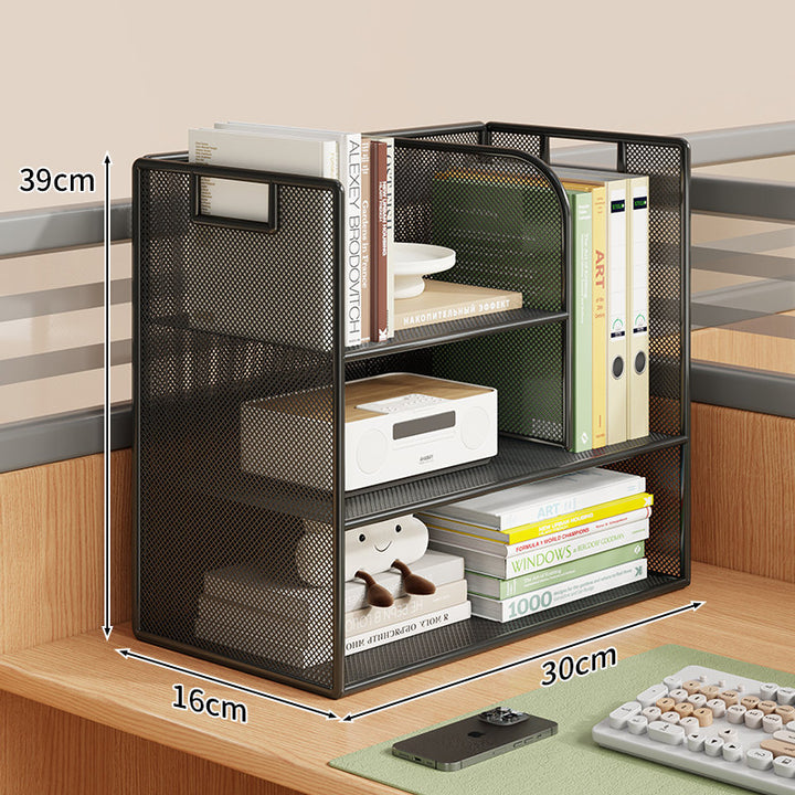 Mesh Desktop Open-Shelf Organizer mit integrierten Griffen und Trennwänden