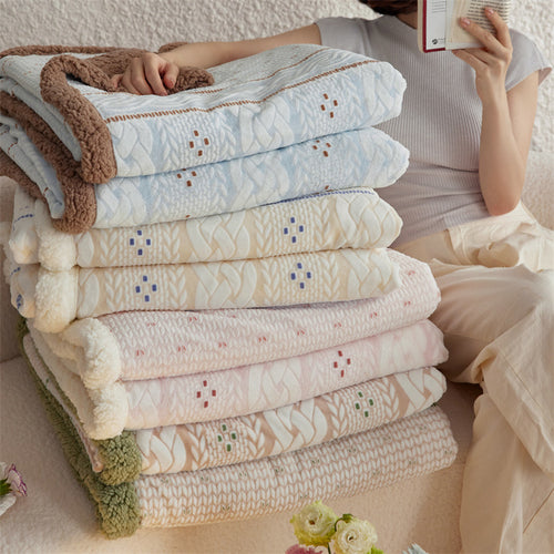 Kuschelige Wohndecke mit Sherpa-Futter und Jacquardmuster