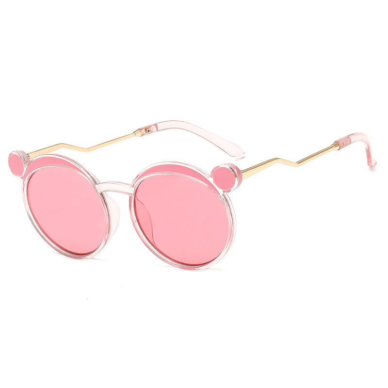 Damen Fashion-Runde Sonnenbrille mit innovativem Rahmen und farbigen Gläsern Karnz