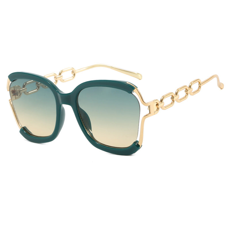 Damen modische Sonnenbrille mit goldenen Kettendetails Karnz