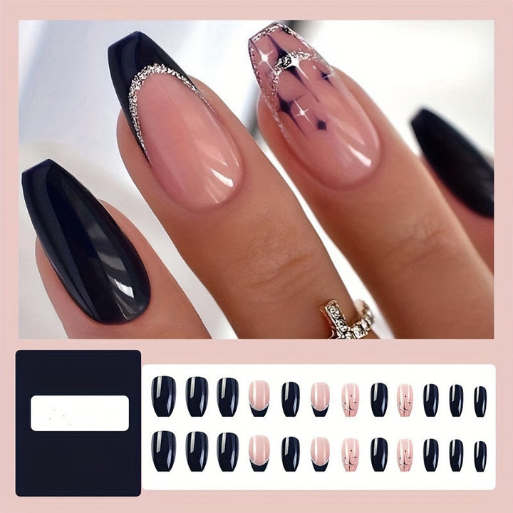 Elegantes, mit Strass verziertes Press-On-Nageldesign