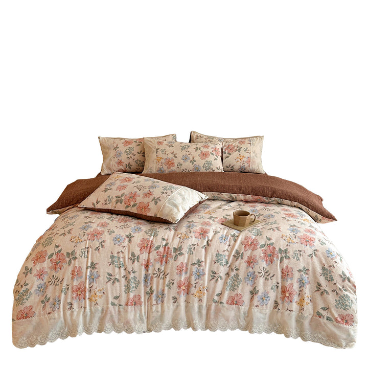 Vintage Floral Verziertes Bettwäsche Set