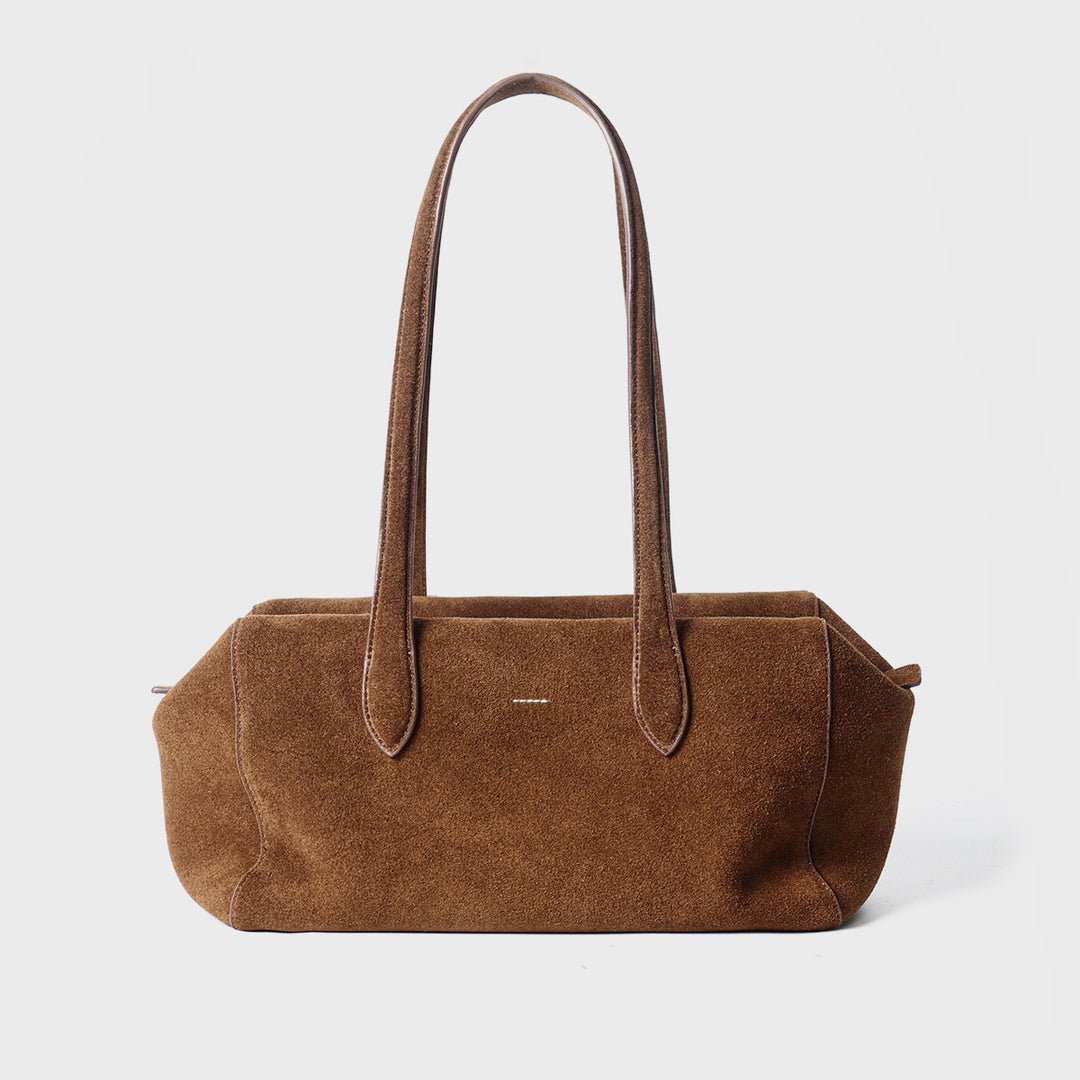 Wildleder verlängerte rechteckige Schultertasche mit langen doppelten Trägern