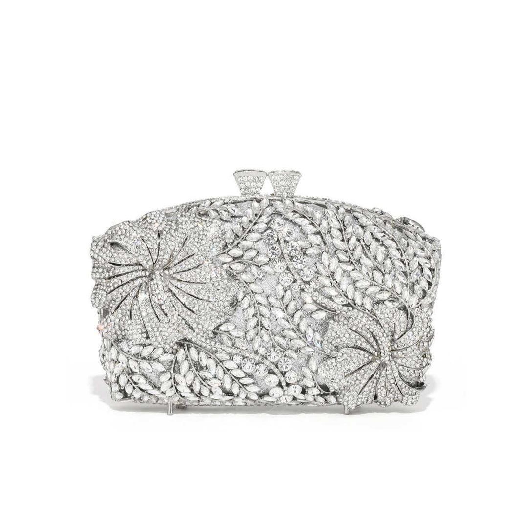 Blumenverzierte Abendhandtasche