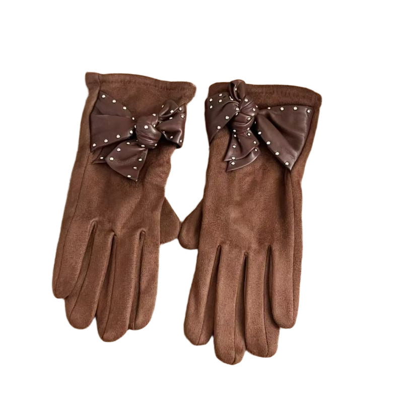 Elegante Bow-verzierte Touchscreen-Handschuhe Karnz