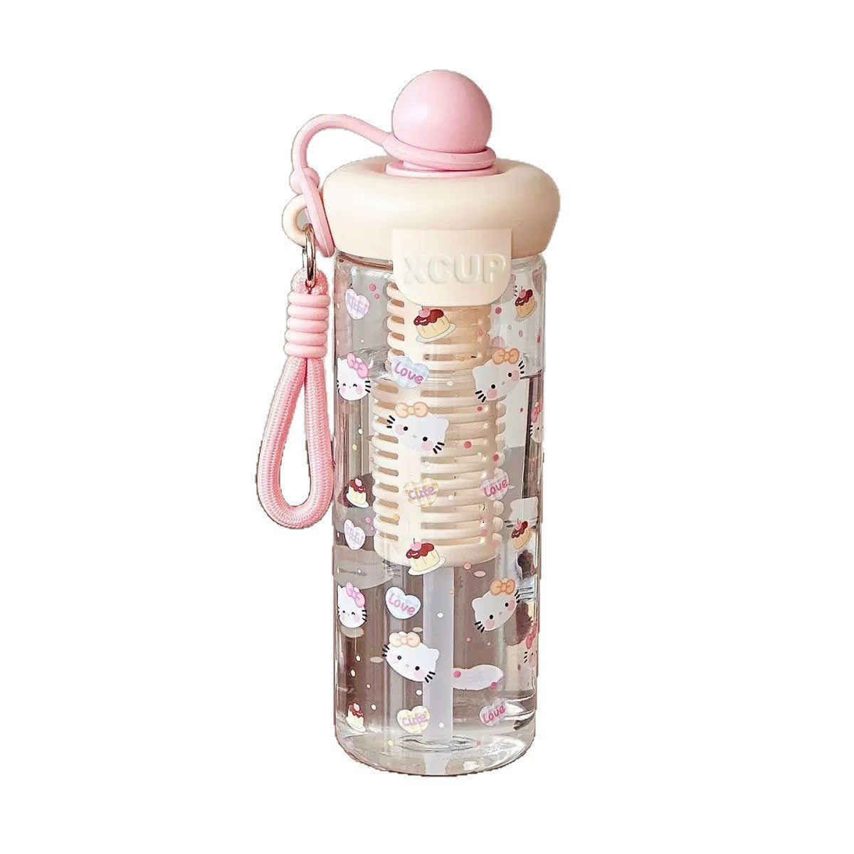 Damen Wasserflasche mit fröhlichen Motiv- und Frucht-Infusionseinsatz Karnz