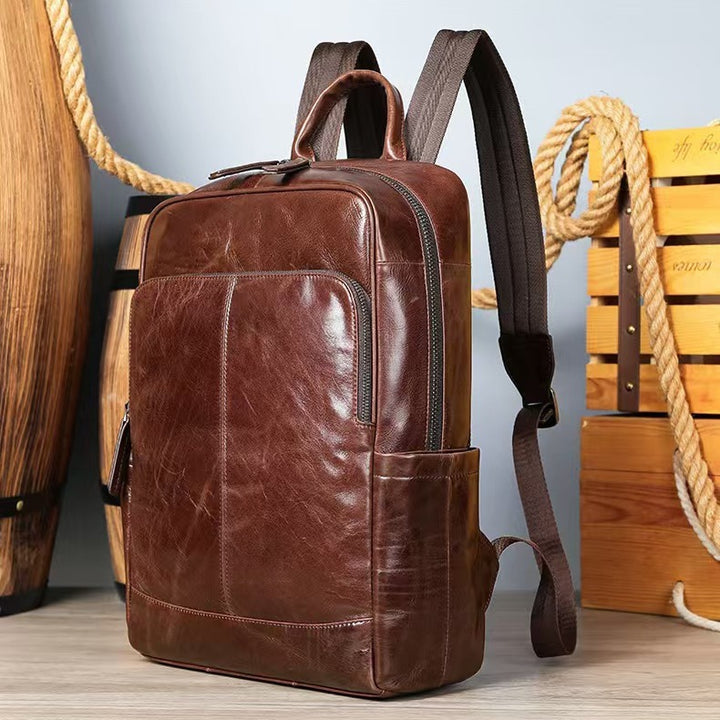 Professioneller Leder Laptop Rucksack