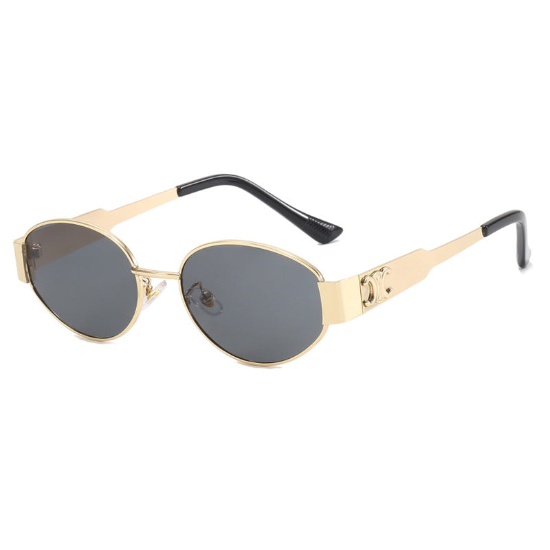 Damen modische Sonnenbrille im eleganten ovalen Design mit robustem Metallrahmen Karnz
